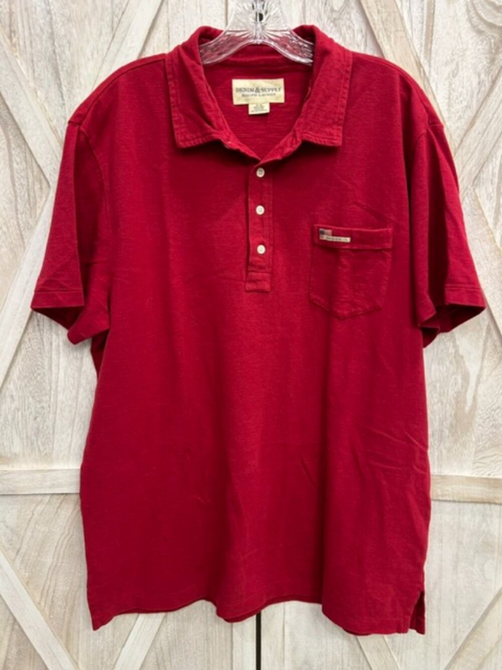 Denim & Supply Ralph Lauren Pocket Polo Shirt Red XL Heritage Americana